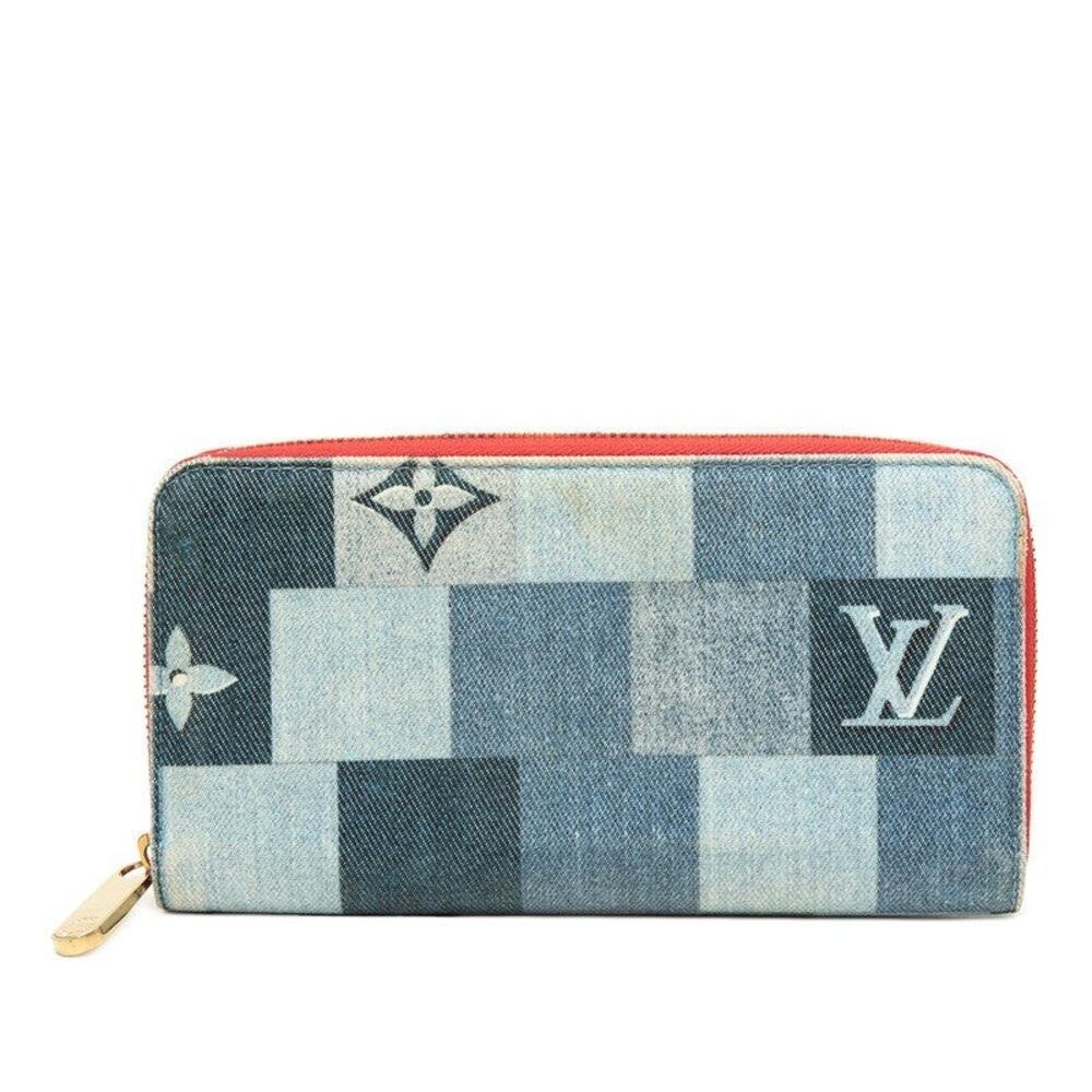 Louis Vuitton Monogram Denim Patchwork Zippy Wallet Zip Around Long Wallet